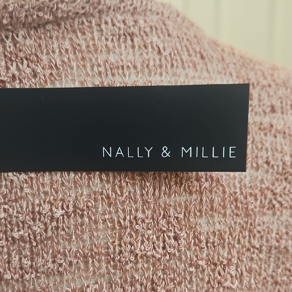 Nally & Millie Dusty Pink Textured Tunic Top Ruffled Hem & Layered Bell Sleeves - Picture 7 of 11